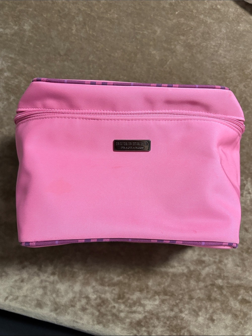 Burberry Pink Travel Cosmetic Case with Logo Plaque